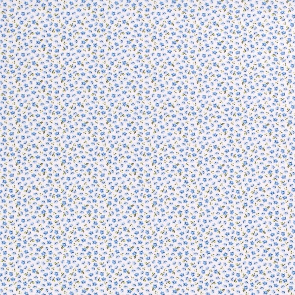 Baumwollstoff Popeline Blumen, aqua