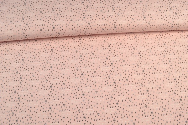 Organic Baumwoll Jersey Druck, Regenwolken rosa