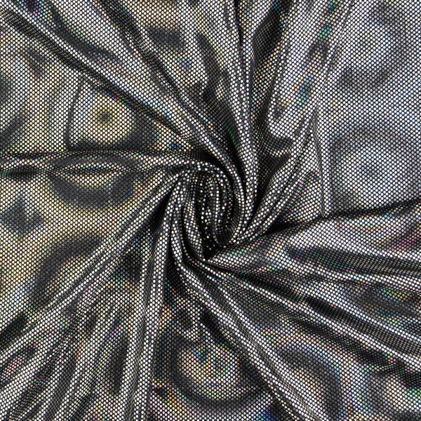 Elastic Folienjersey Paillettenkreise, schwarz/ weiß Elastic Folienjersey Paillettenkreise, schwarz/ weiß