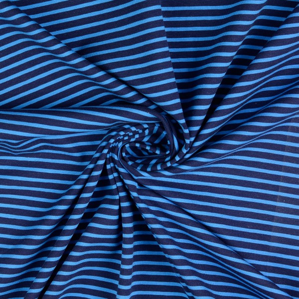 Baumwolljersey Streifen, marine/ blau