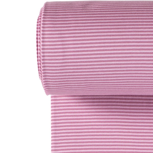 Bündchenstoff 1x1 garngefärbt streifen altrosa