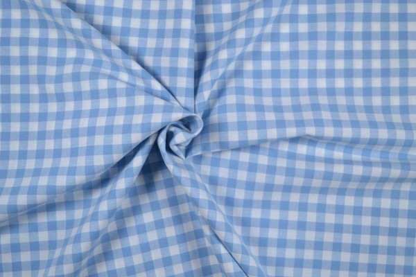 Baumwollstoff Zefir Vichy Karo, 0,9 cm, hellblau Baumwollstoff Zefir Vichy Karo, 0,9 cm, hellblau