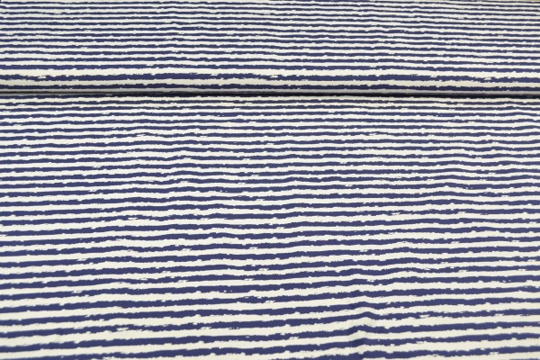 Baumwolljersey gestreift, blau/ weiß
