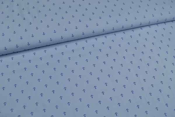 Baumwollstoff kleine Anker, hellblau Baumwollstoff kleine Anker, hellblau