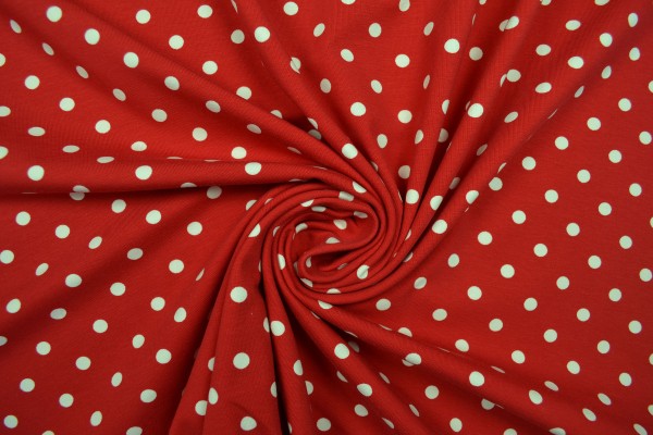 Baumwolljersey Tupfen, rot