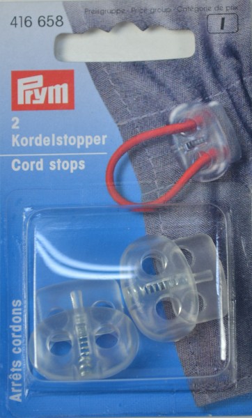 Prym Kordelstopper, 2-Loch, transparent