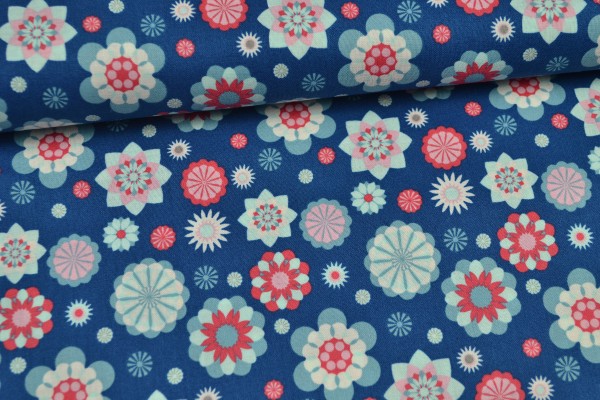 Baumwolle gemustert, blau, rot Baumwolle gemustert, blau, rot