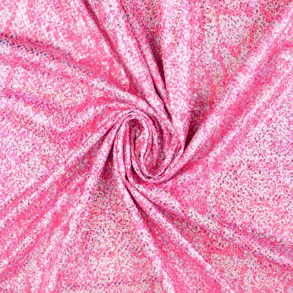 Elastic Folienjersey Pailetten-Schlangenmuster, pink