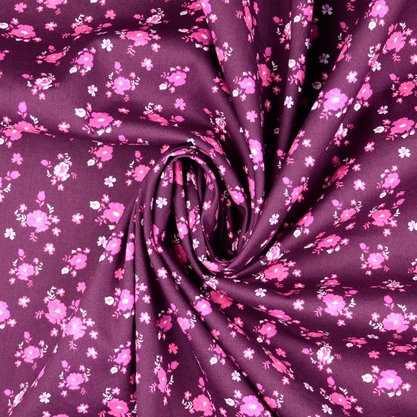 Baumwollstoff Popeline Rosen, lila Baumwollstoff Popeline Rosen, lila