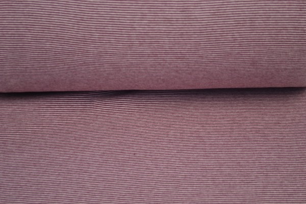 Bündchenstoff 1x1 garngefärbt streifen bordeaux