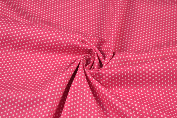 Baumwollstoff Popeline kleine Sterne, pink