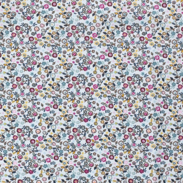 Baumwollstoff Popeline Blumen, mint