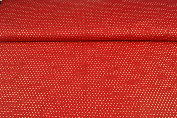 Baumwollstoff Weihnachten, kleine Sterne rot