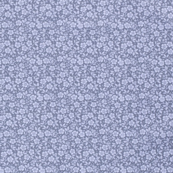 Baumwollstoff Popeline Blumen, indigoblau