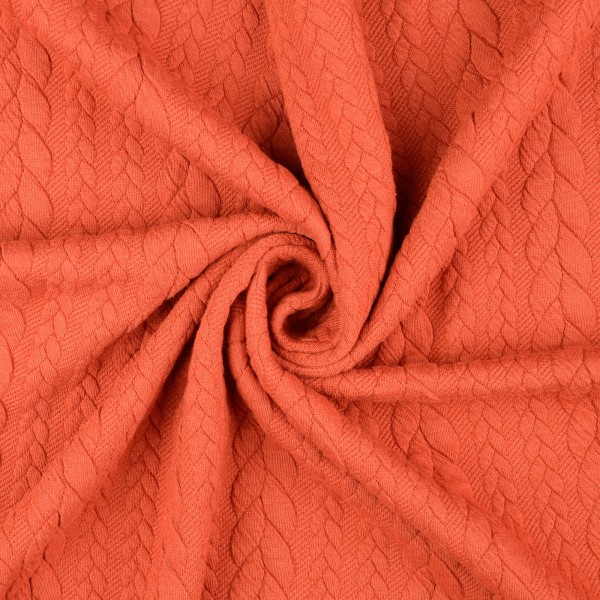 Jacquard Jersey Zopfstrick, rot/orange