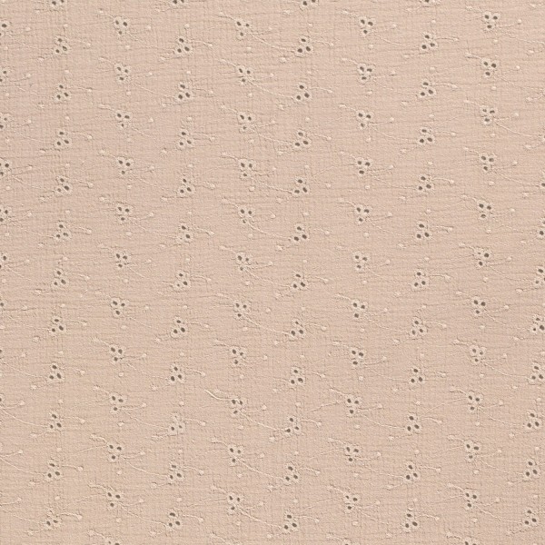 Baumwollstoff Musselin Double Gauze mit Stickerei, beige