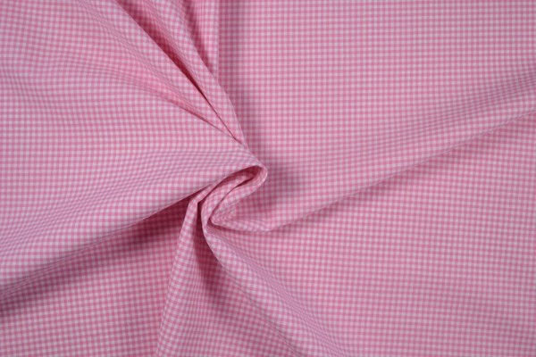 Baumwollstoff Zefir Vichy Karo, 0,25 cm, rosa