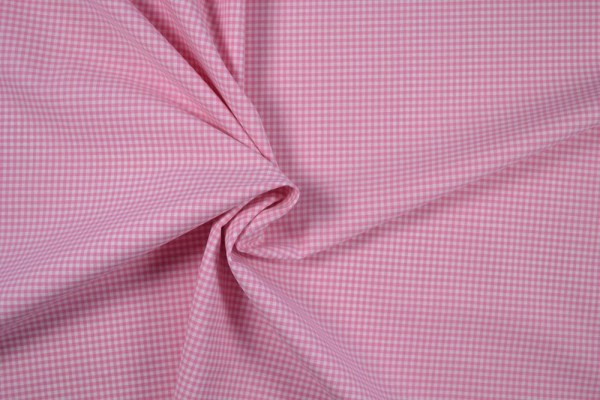 Baumwollstoff Zefir Vichy Karo, 0,25 cm, rosa Baumwollstoff Zefir Vichy Karo, 0,25 cm, rosa