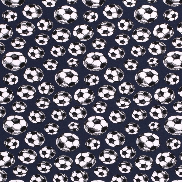 Baumwolljersey bedruckt Fußball, dunkelblau