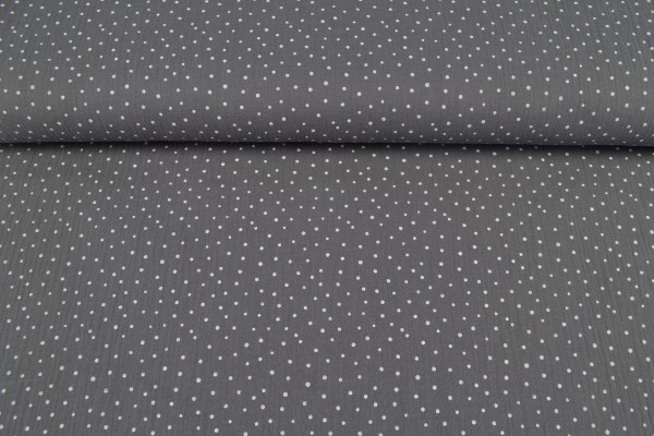 Baumwoll Musselin Double Gauze Tupfen, dunkelgrau