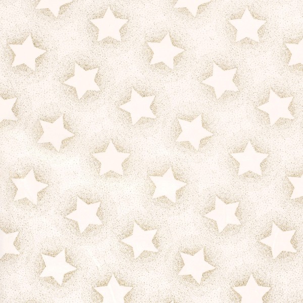 Baumwolle Popeline Stoff Bedruckt Sterne, wollweiß