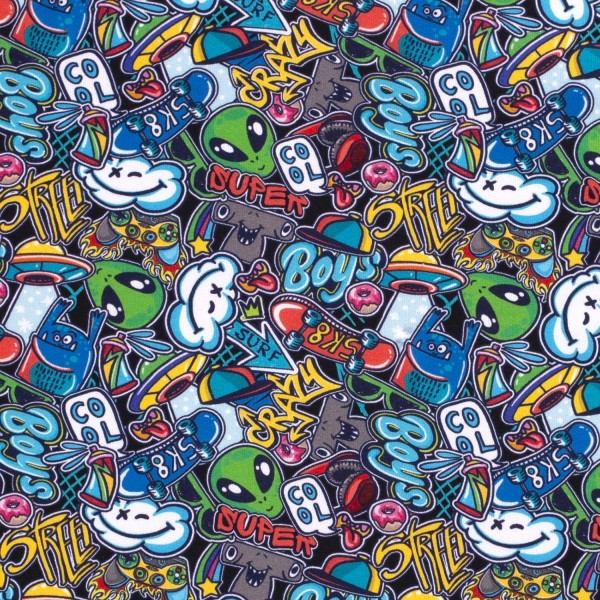 Sweat Shirt Stoff Digitaldruck Graffiti
