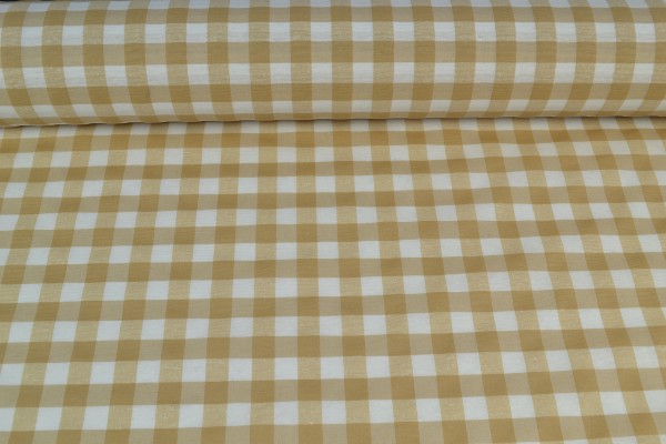 Baumwollstoff beschichtet kariert, beige