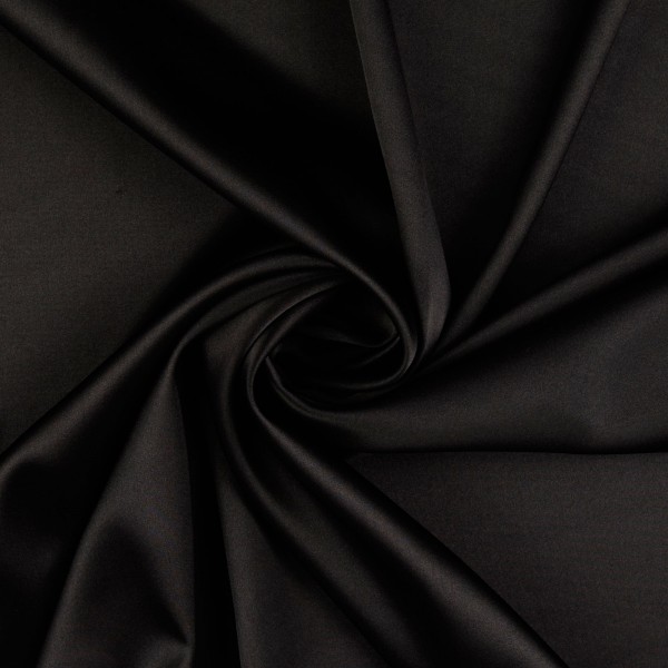 Seidensatin elastisch uni, schwarz