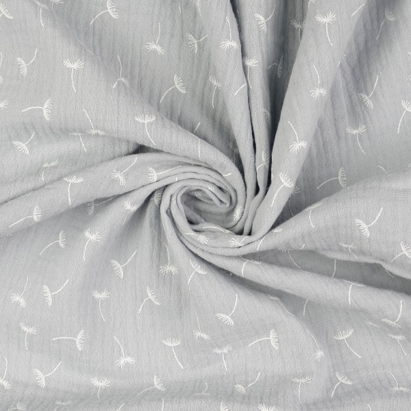 Baumwoll Musselin Double Gauze Pusteblume, hellgrau