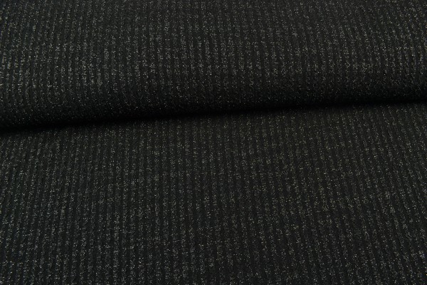 Metallic Jacquard Jersey, Streifen schwarz/ silber
