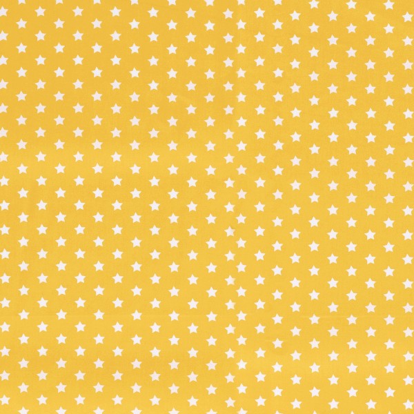 Baumwolle Popeline Stoff Bedruckt Sterne, gelb