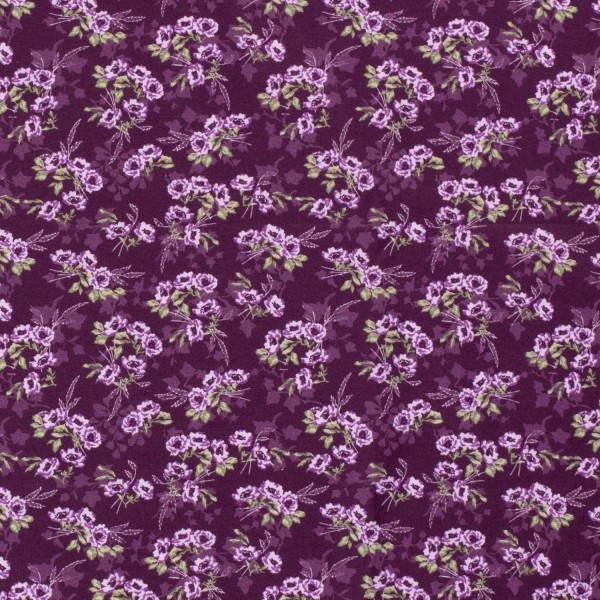 Baumwollstoff Popeline Blumen, violett