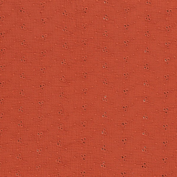 Baumwollstoff Musselin Double Gauze mit Stickerei, terracotta
