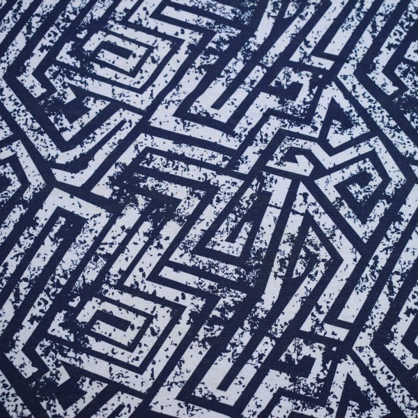 French Terry bedruckt katinoh Labyrinth, blau