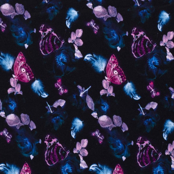 Sweat Shirt Stoff Digitaldruck Schmetterlinge