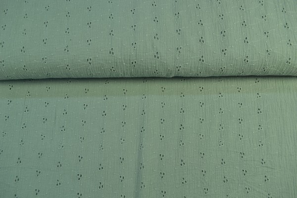 Baumwollstoff Musselin Double Gauze mit Stickerei, mint