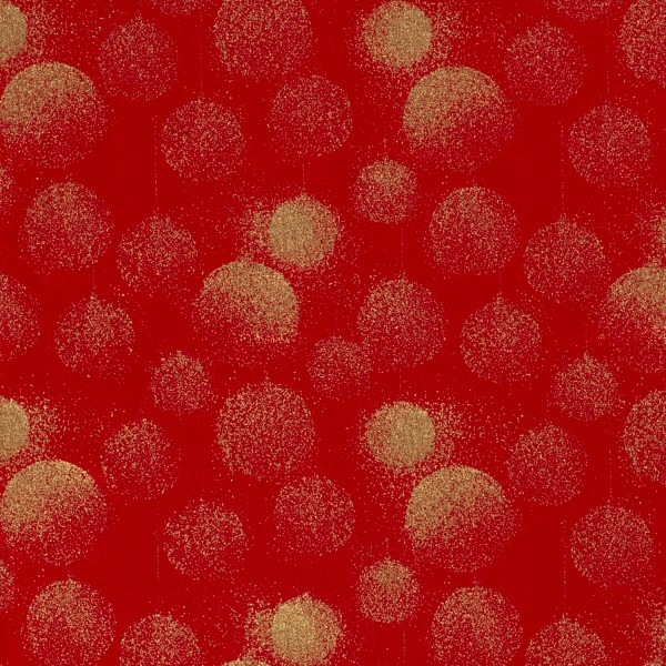 Baumwolle Popeline Stoff Bedruckt Weihnachtskugeln, rot
