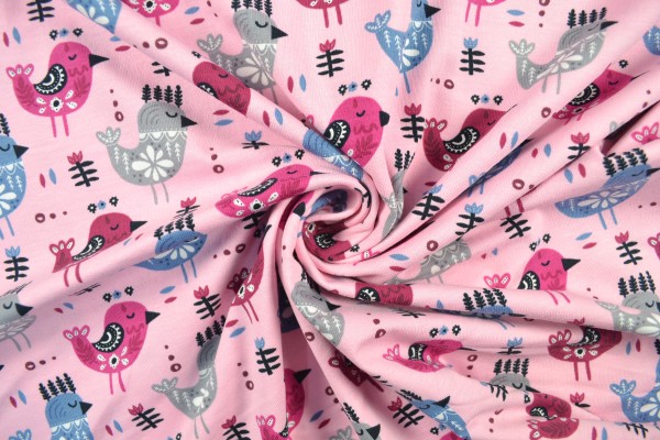 Baumwolljersey Hühner, rosa Baumwolljersey Hühner, rosa