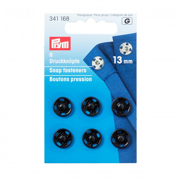 Prym Annäh-Druckknöpfe, 13 mm, schwarz