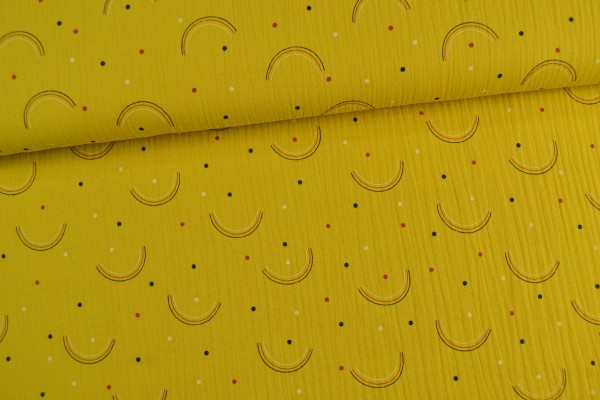 Baumwoll Musselin Double Gauze Regenbogen, gelb-Copy