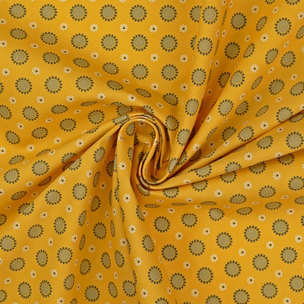 Baumwollstoff Popeline Sonnenblume, senfgelb
