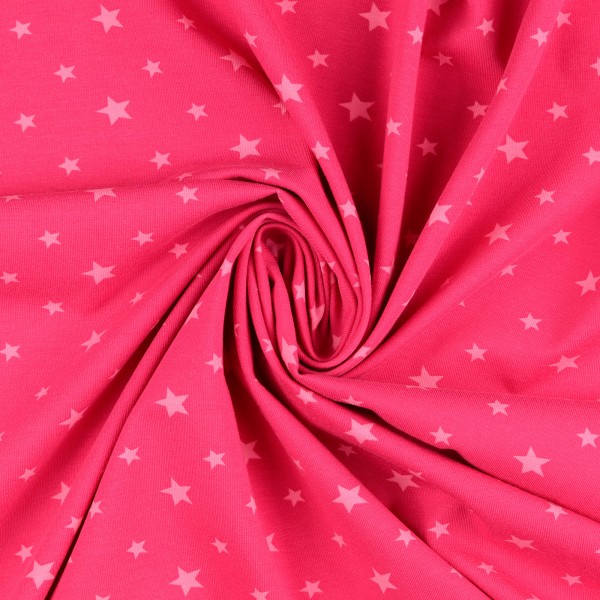 Baumwolljersey gemustert, Sternchen, pink/ rosa