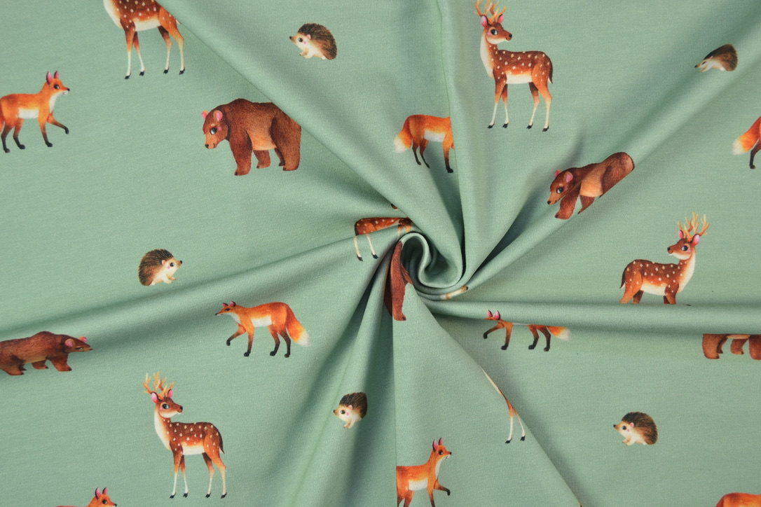 Baumwolle Jersey Digitaldruck Fuchs Tier Orange Weiß Gemustert Weich Elastisch 