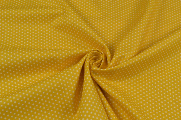 Baumwollstoff Popeline kleine Sterne, gelb