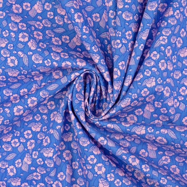 Baumwollstoff Popeline Florales Muster, blau