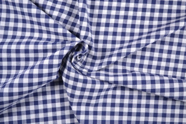 Baumwollstoff Zefir Vichy Karo, 0,9 cm, dunklblau Baumwollstoff Zefir Vichy Karo, 0,9 cm, dunklblau
