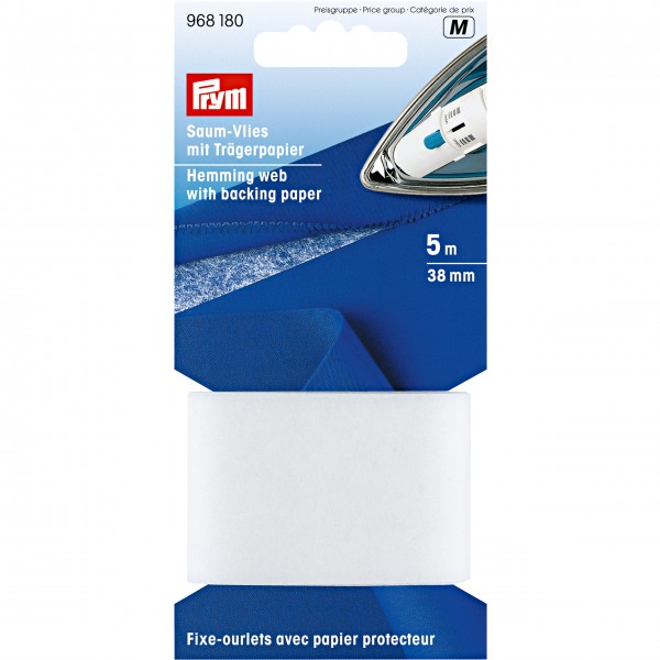 Prym Saumvlies mit Trägerpapier zum Einbügeln, 38mm, 5m, weiß