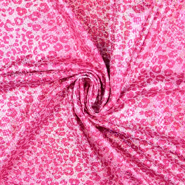 Folienjersey Druck Leoparden-Muster, pink