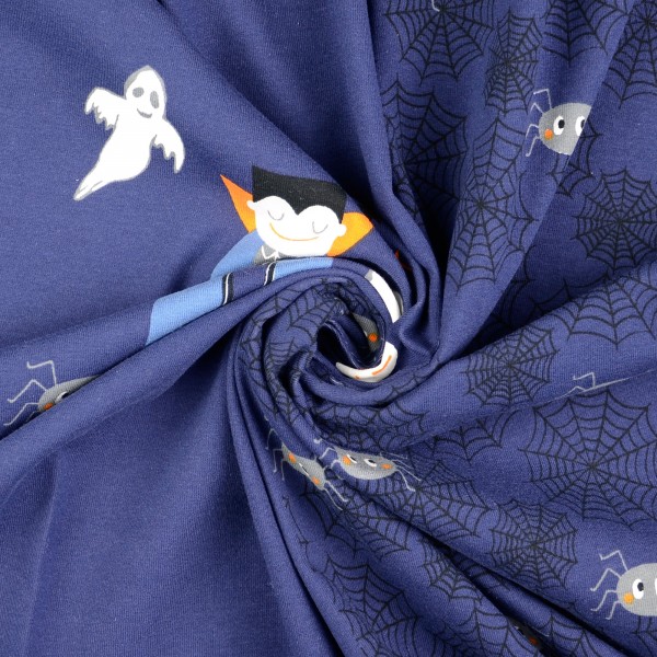Baumwolljersey Panel Halloween, dunkelblau Baumwolljersey Panel Halloween, dunkelblau