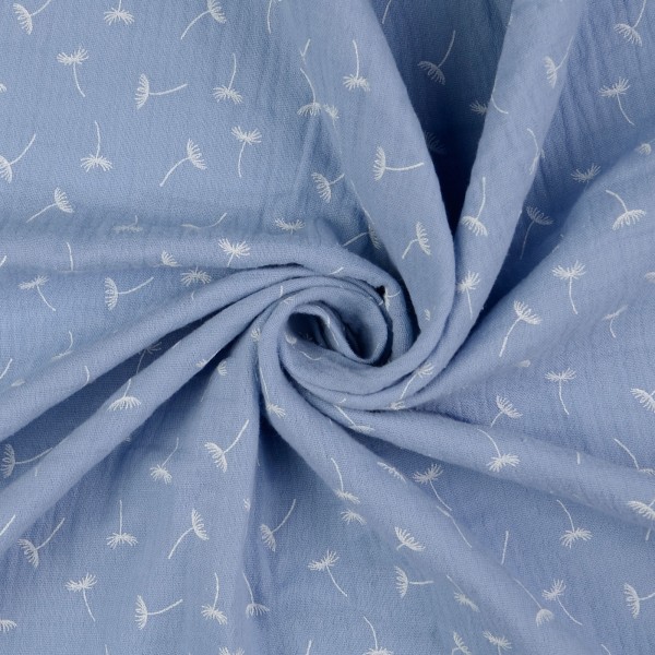 Baumwoll Musselin Double Gauze Pusteblume, hellblau